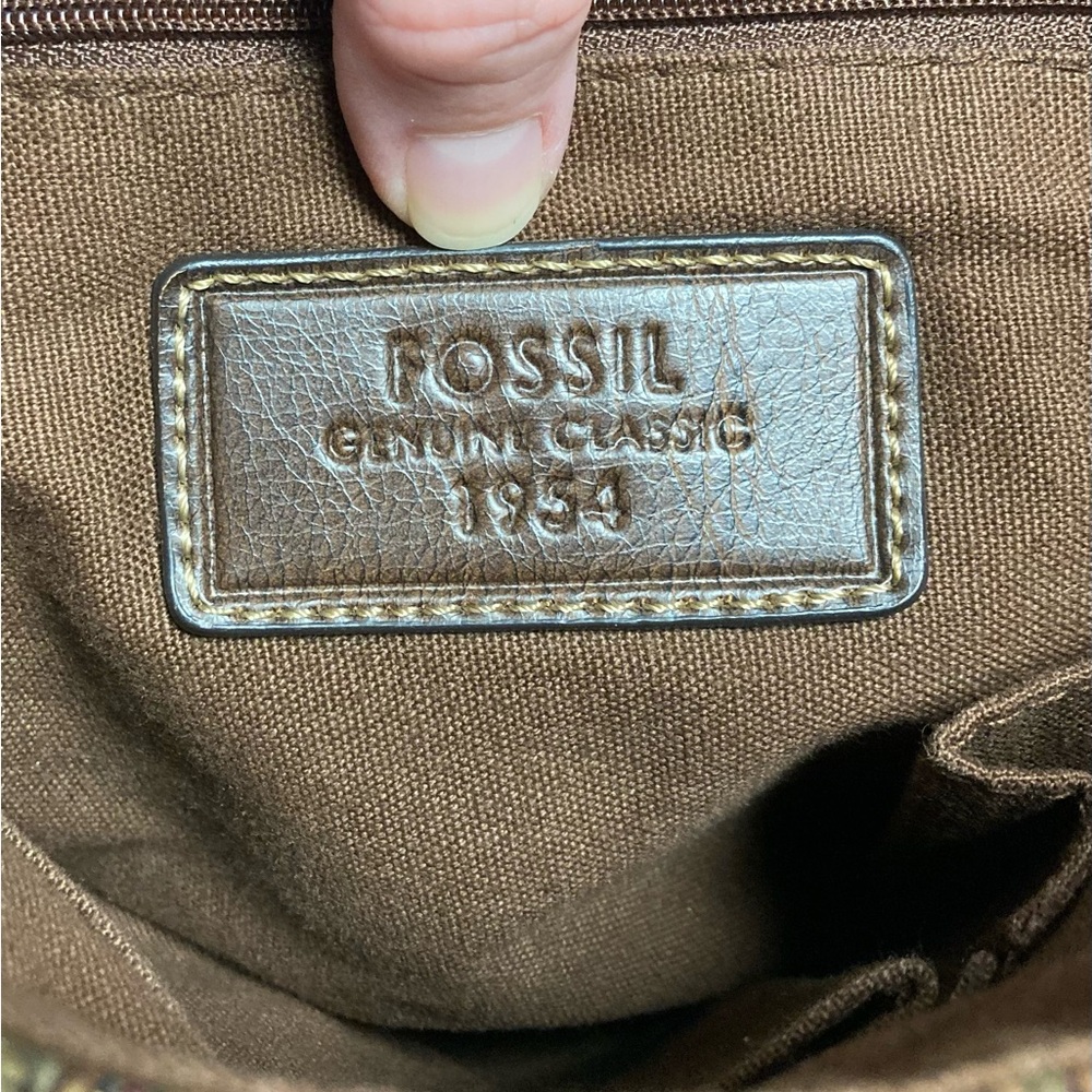 Fossil Corduroy Stripe Messenger Bag Brown Earth Tone Crossbody Tapestry Bag - Picture 13 of 13